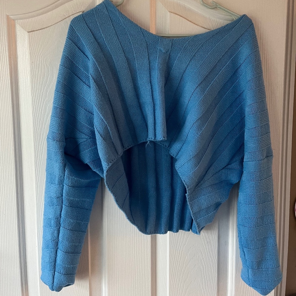 Forever 21 Crop Sky Blue Sweater Large
